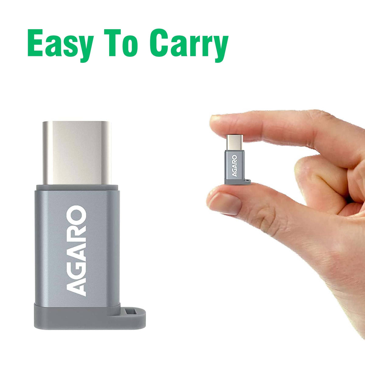 AGARO Micro USB to Type-C OTG Adapter - (Metallic Grey)