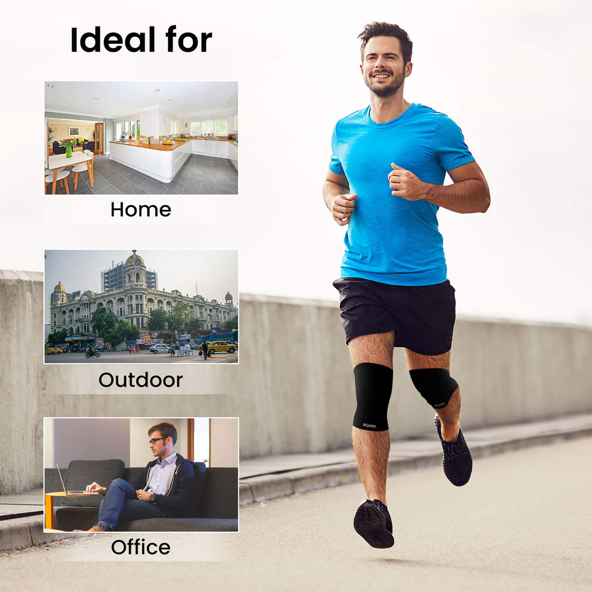 AGARO Tubular Stretchable Knee Cap, Breathable Fabric, Uniform Compression, Relieves Muscle Pain, Joint Pain, Injury Rec