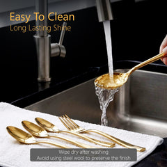 AGARO Regal 24 Pieces Gold Stainless Steel Cutlery Set for Dining Table, Premium Mirror Finish, 6 Tea Spoons, 6 Dinner Spoons, 6 Dinner Forks & 6 Dessert Spoons, Food Grade, Rust Resistant-7