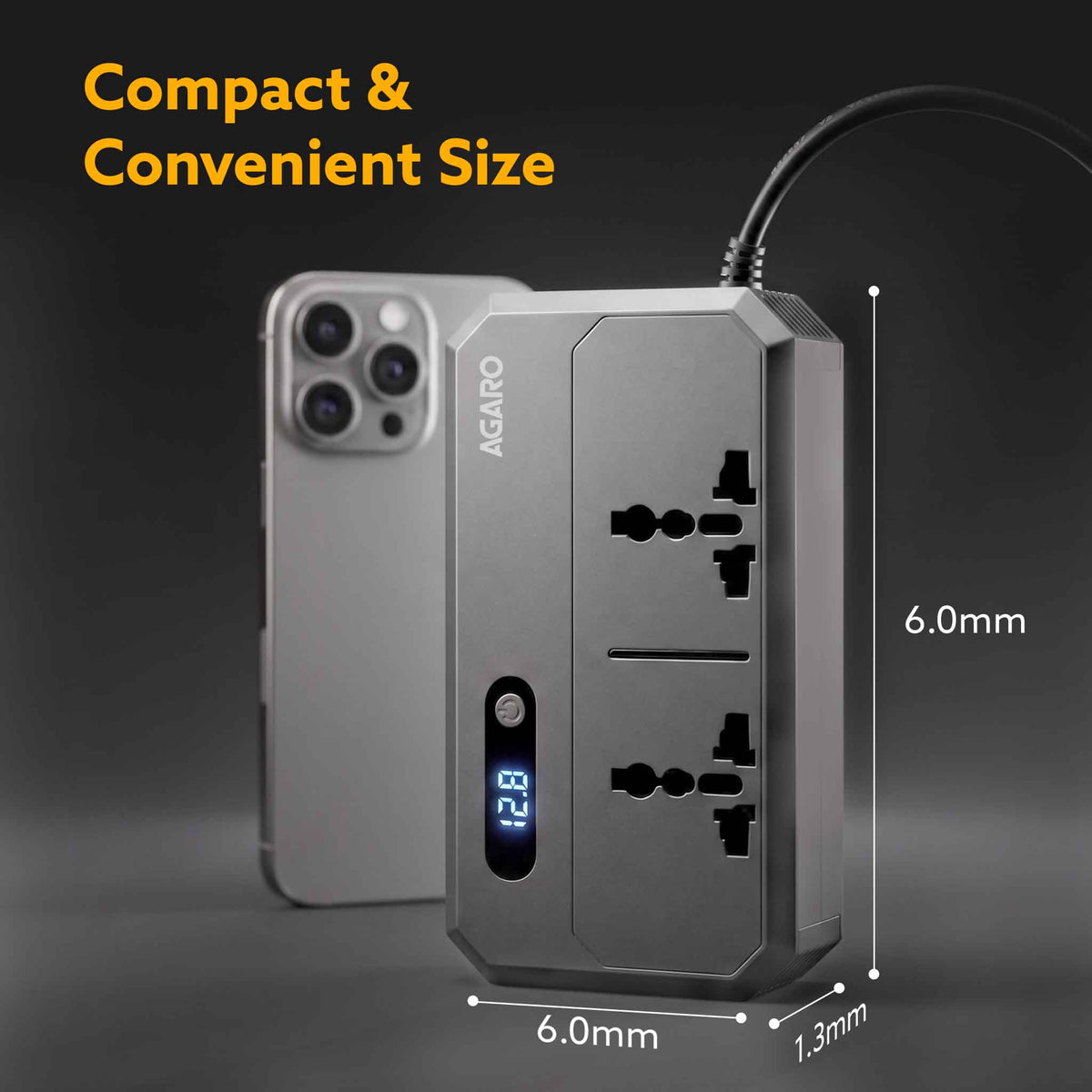 AGARO Elite 200W Car Power Inverter, 7-in-1 Converter with PD36W Type-C, QC3.0 30W USB-A, 2 AC Outlets, Car Outlet, Master Switch & LCD Display for Laptops & Phones-7
