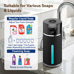 AGARO Elite Automatic Soap Dispenser, 420ml Touchless Foaming Hand Wash Dispenser, Digital Display, Wall Mount, Rechargeable 1200mAh Battery, IPX5 Water Resistant, for Bathroom, Kitchen & Office-8