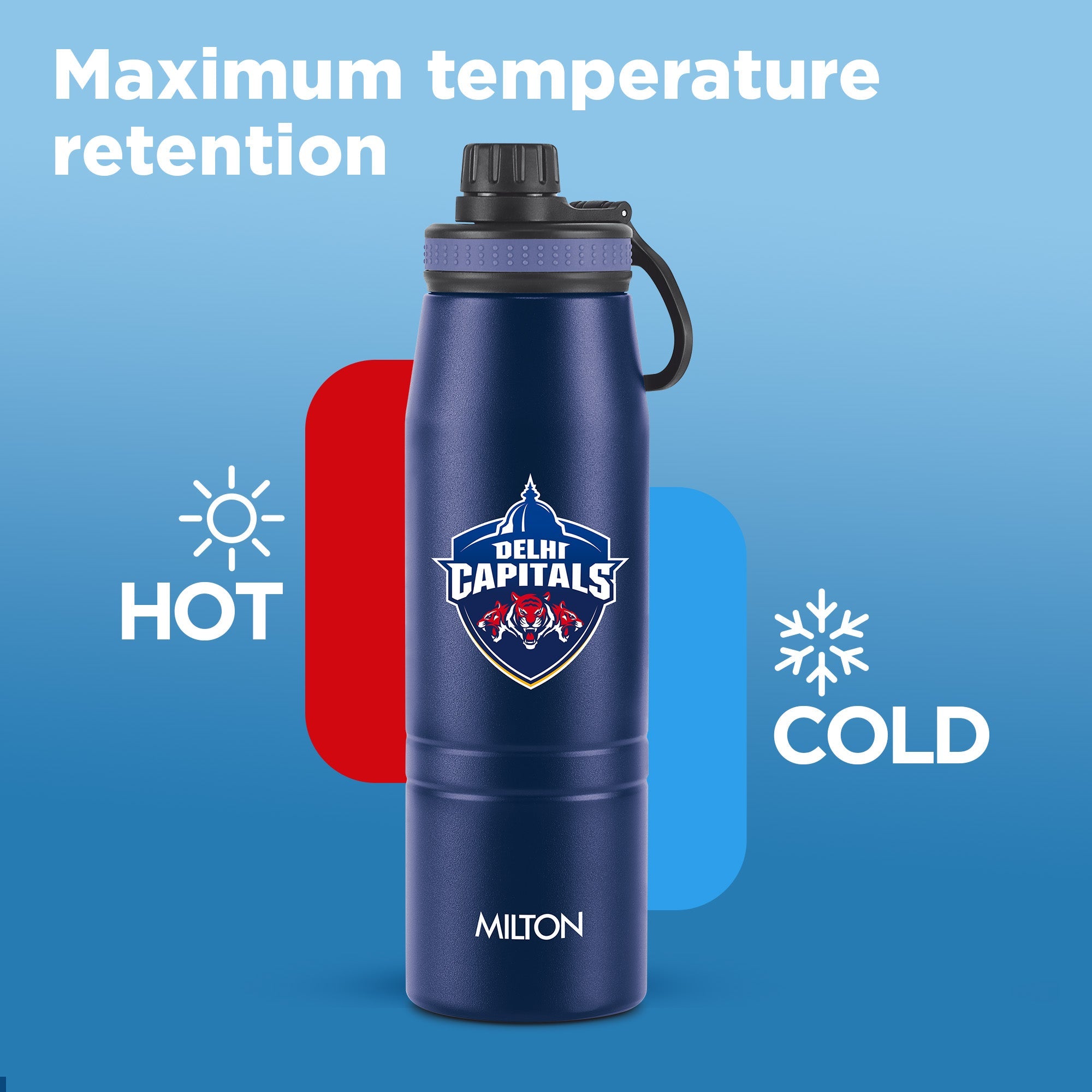 Sports Sparkle UV Printing Thermosteel Bottle - Delhi Capitals (DC) - Milton