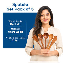 Neem Wood Spatula Set- Pack of 5