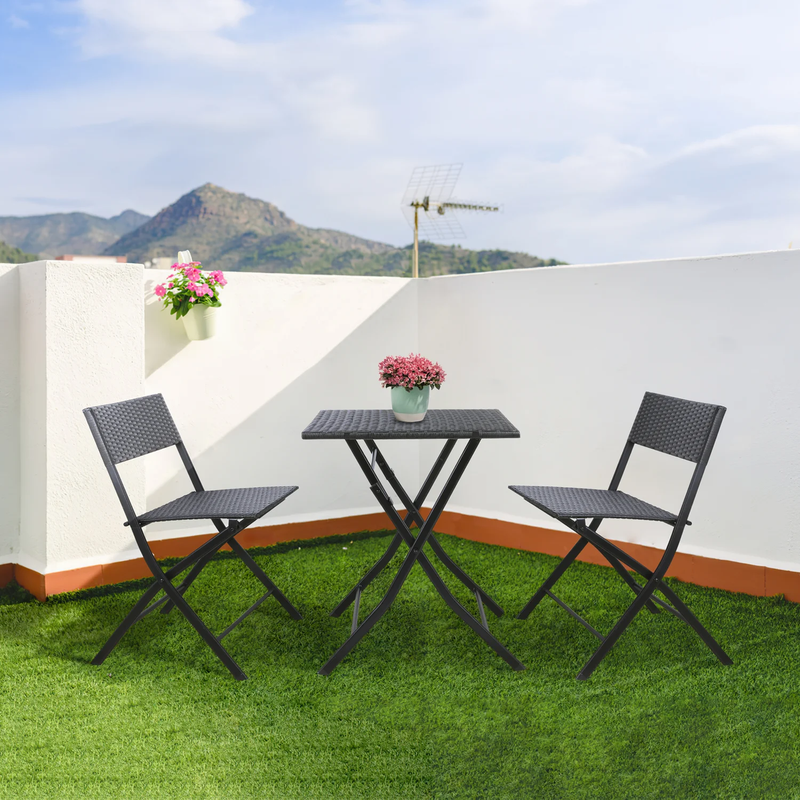 Lona Outdoor Patio Seating Set 2 Chairs and 1 Table Set (Black)