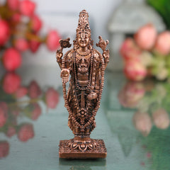 Copper Venkateshwara Balaji Idol, Srinivasa Govinda Perumal Vigraham,Tamra Murti for Home Puja & Spiritual Decor, Brown, 3 Inch, 1 Piece
