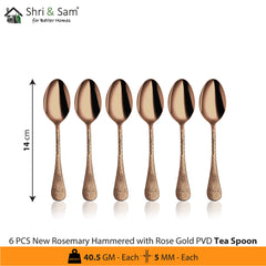 Stainless Steel 24 PCS Cutlery Set with Rose Gold PVD Coating New Rosemary Hammered