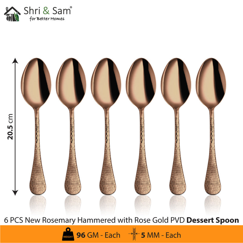 Stainless Steel 24 PCS Cutlery Set with Rose Gold PVD Coating New Rosemary Hammered