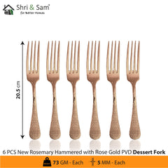 Stainless Steel 24 PCS Cutlery Set with Rose Gold PVD Coating New Rosemary Hammered