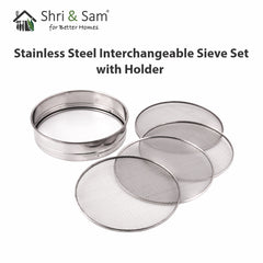 Stainless Steel Interchangeable Sieve Set with Holder