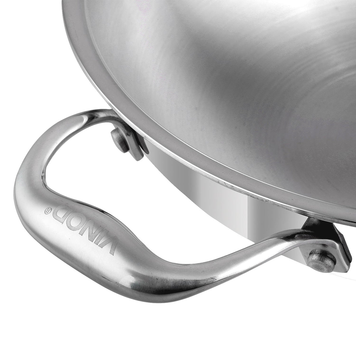Vinod Platinum Triply Stainless Steel Wok - 26 cm (Induction Friendly)