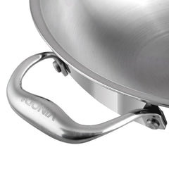 Vinod Platinum Triply Stainless Steel Wok - 26 cm (Induction Friendly)