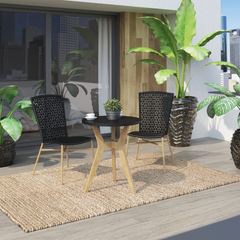 Rene Outdoor Patio Seating Set 2 Chairs and 1 Table Set (Black)