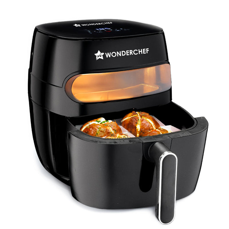 Swift Digital Air Fryer with Window | 1350W, 6 Litres | Rapid Air Technology | 7 Pre-set Functions | Non-stick Basket | Auto Shut-off | Touch Screen | Fry, Bake, Grill, Roast | 2-Year Warranty | Black