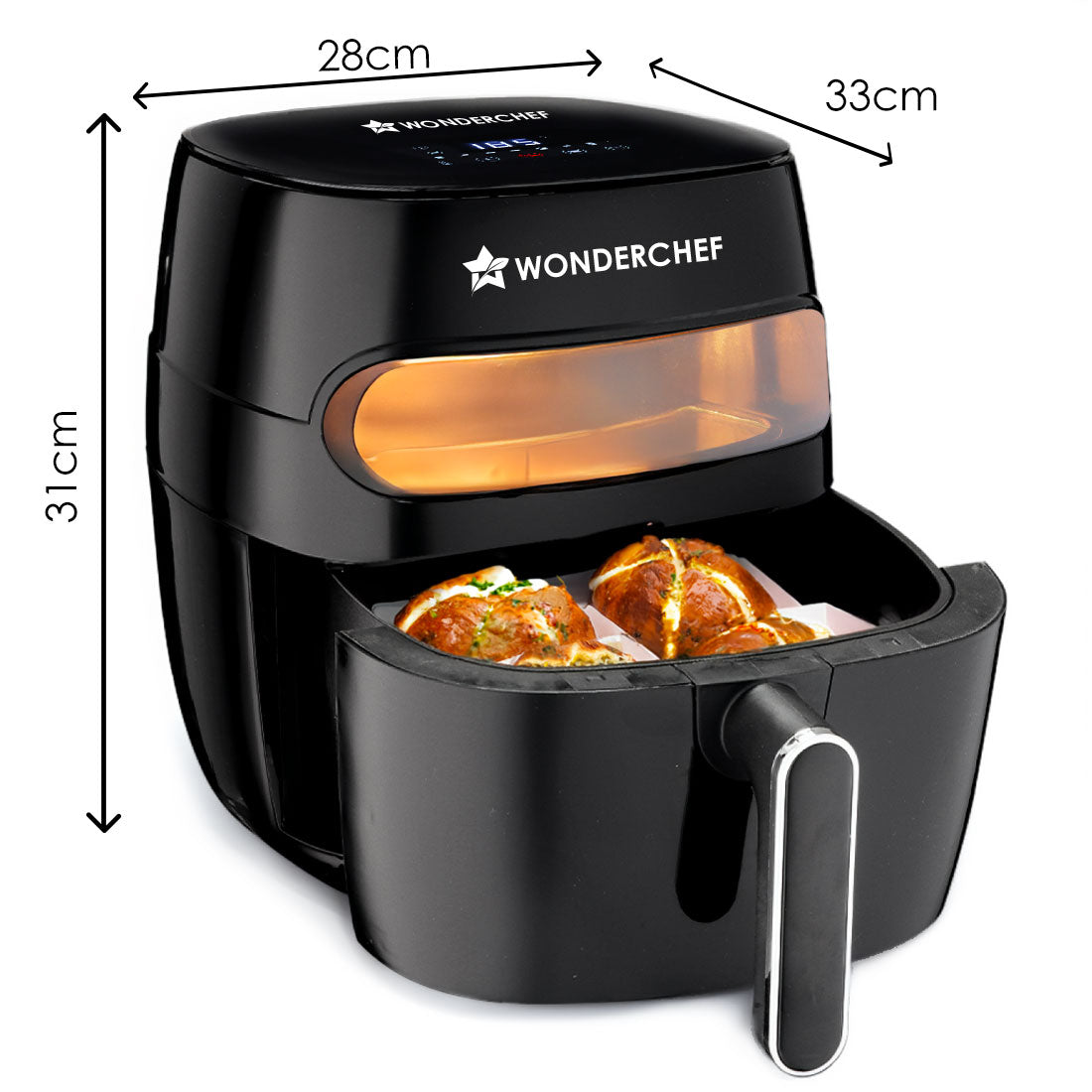 Swift Digital Air Fryer with Window | 1350W, 6 Litres | Rapid Air Technology | 7 Pre-set Functions | Non-stick Basket | Auto Shut-off | Touch Screen | Fry, Bake, Grill, Roast | 2-Year Warranty | Black