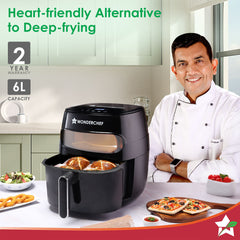 Swift Digital Air Fryer with Window | 1350W, 6 Litres | Rapid Air Technology | 7 Pre-set Functions | Non-stick Basket | Auto Shut-off | Touch Screen | Fry, Bake, Grill, Roast | 2-Year Warranty | Black