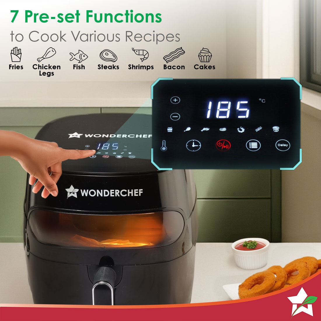 Swift Digital Air Fryer with Window | 1350W, 6 Litres | Rapid Air Technology | 7 Pre-set Functions | Non-stick Basket | Auto Shut-off | Touch Screen | Fry, Bake, Grill, Roast | 2-Year Warranty | Black