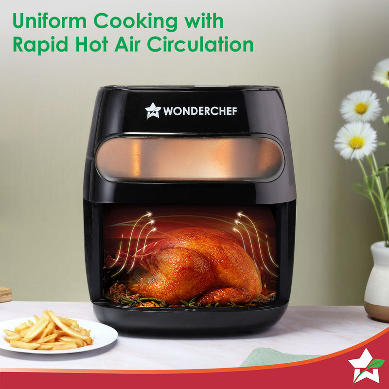 Swift Digital Air Fryer with Window | 1350W, 6 Litres | Rapid Air Technology | 7 Pre-set Functions | Non-stick Basket | Auto Shut-off | Touch Screen | Fry, Bake, Grill, Roast | 2-Year Warranty | Black