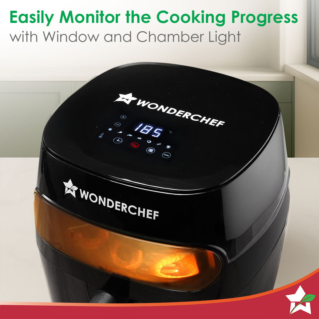 Swift Digital Air Fryer with Window | 1350W, 6 Litres | Rapid Air Technology | 7 Pre-set Functions | Non-stick Basket | Auto Shut-off | Touch Screen | Fry, Bake, Grill, Roast | 2-Year Warranty | Black