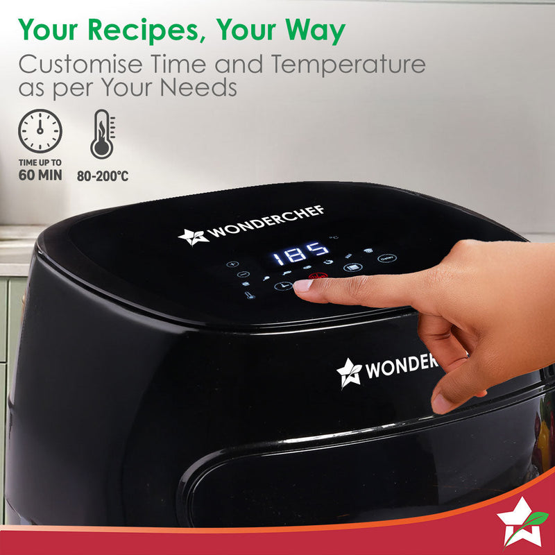 Swift Digital Air Fryer with Window | 1350W, 6 Litres | Rapid Air Technology | 7 Pre-set Functions | Non-stick Basket | Auto Shut-off | Touch Screen | Fry, Bake, Grill, Roast | 2-Year Warranty | Black