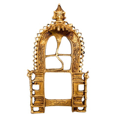 Bhunes Handcrafted Brass Prabhavali Arch Frame – Wall Hanging Prabhawali for Temple, Home Decor, Small Deities, Prabhaval Backdrop, Gold, 7.5 Inch, 1 Piece