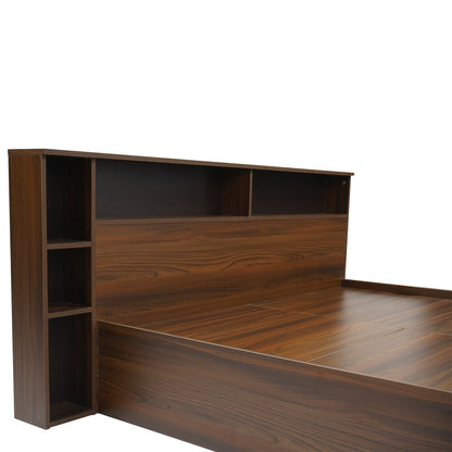 Nilkamal Torrie King Bed With Headboard & Box Storage (Classic Walnut)