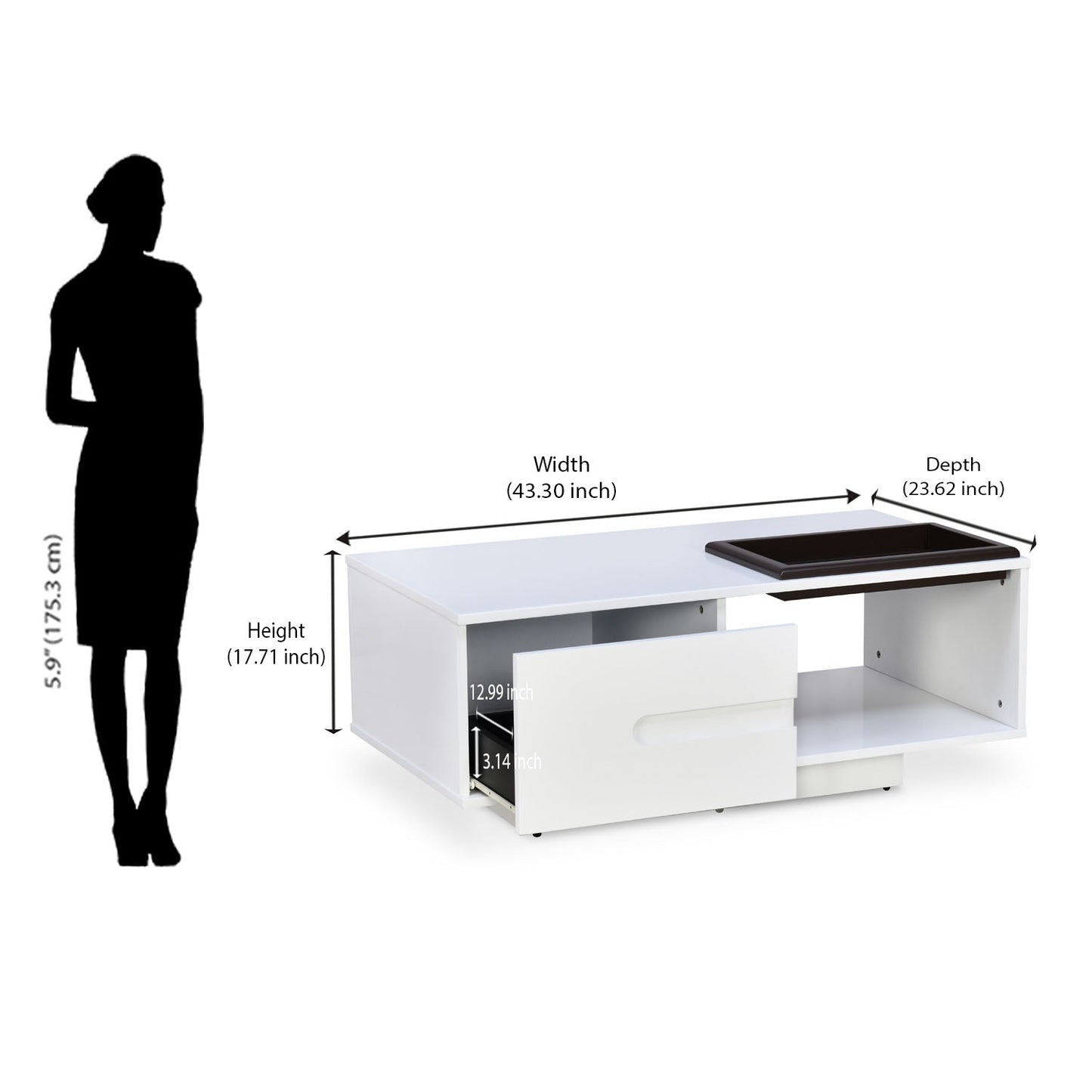 Nilkamal Trevi Engineered Wood Center Table (White)