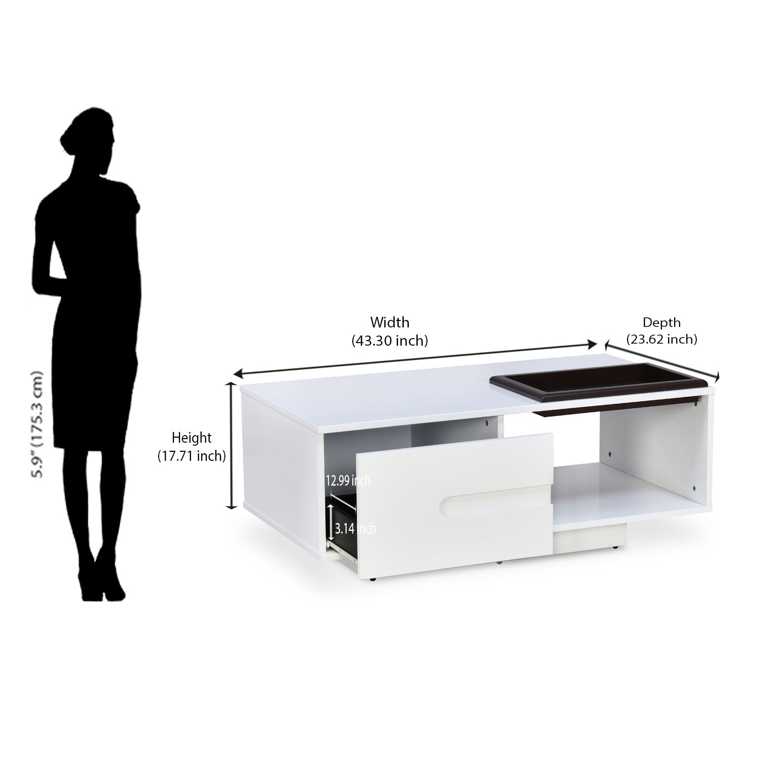 Nilkamal Trevi Engineered Wood Center Table (White)