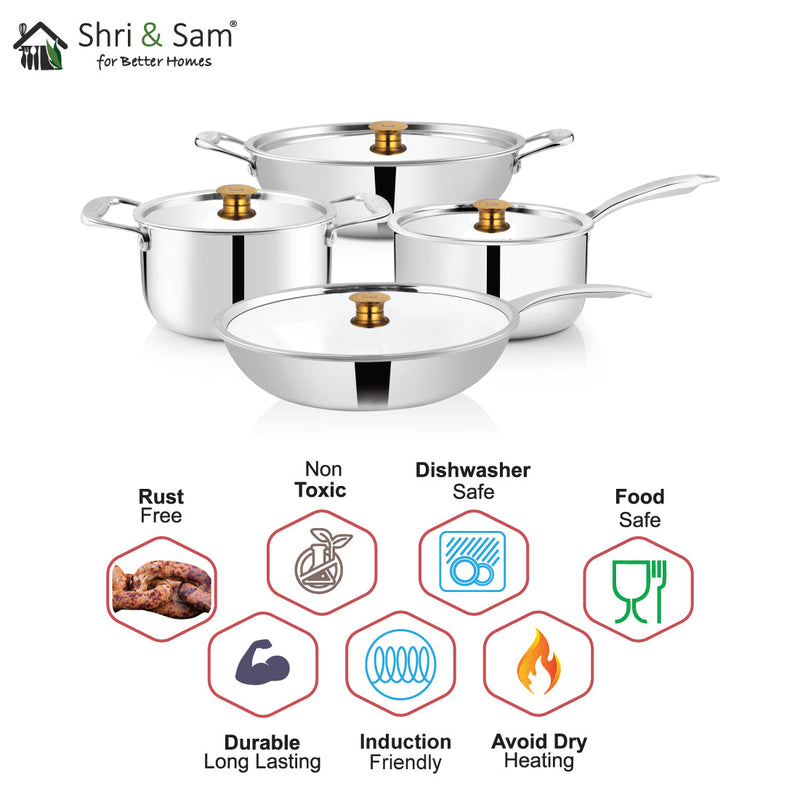 Stainless Steel 4 PCS Triply FAMILY Cookware Set Triplica