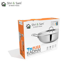 Stainless Steel Triply Kadhai with SS Lid Triplica