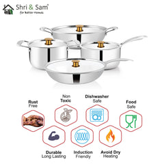 Stainless Steel 4 PCS Triply Cookware Set Triplica