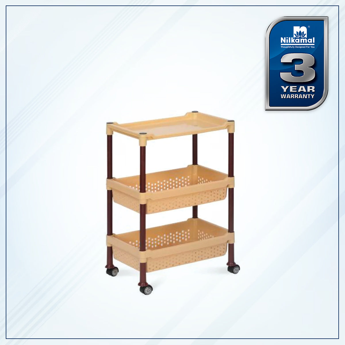 Nilkamal Trolley 15 (Maroon & Marble Beige)