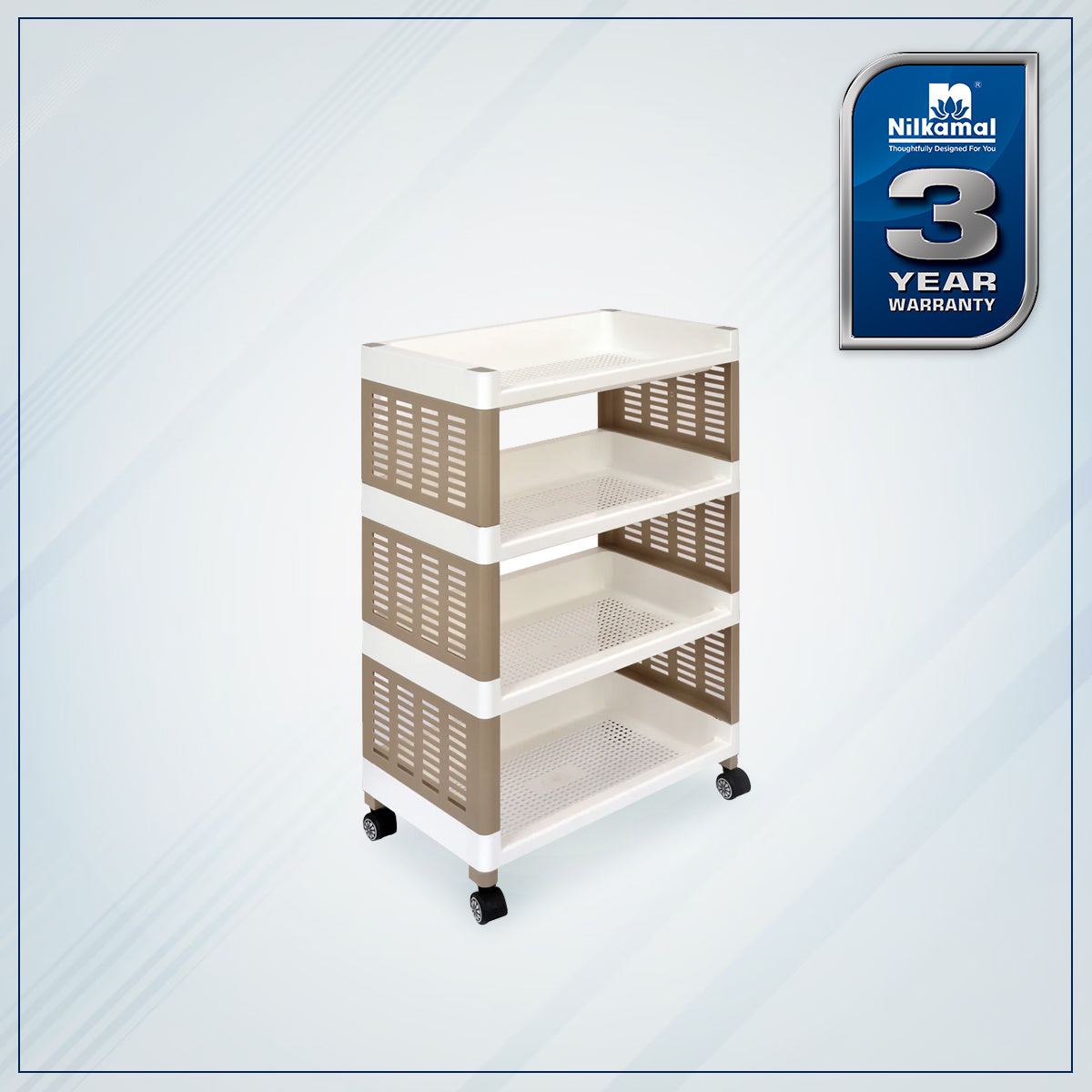 Nilkamal Trolley 25 (Milky White / Taupe Plaza)