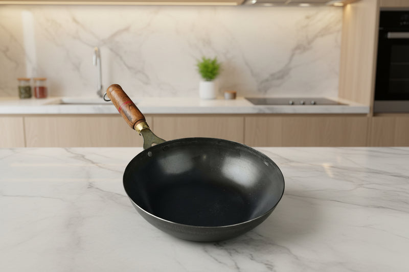 Pure Iron Flat Bottom Wok (10" Inches)