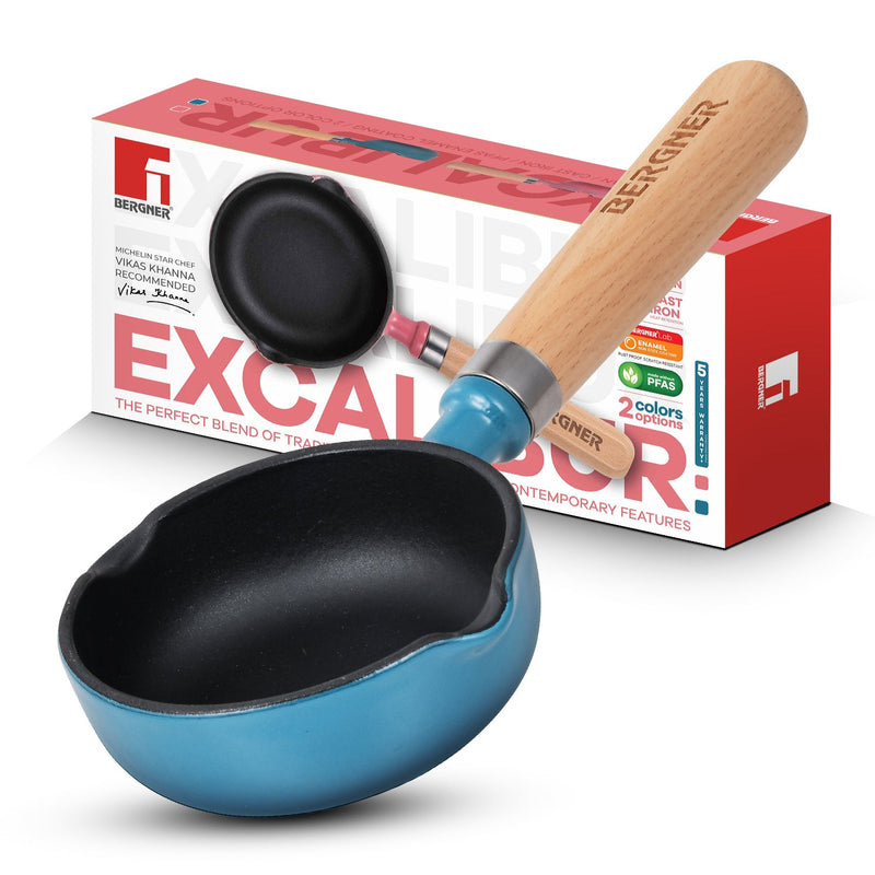 Bergner Excalibur Light Cast Iron 12cm / 200ml Tadkapan - Induction Bottom, Blue