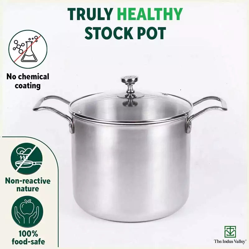 TurboCuk Tri-ply Stainless Steel Tall Biryani Pot/Casserole+ Glass Lid, Premium Quality, 3 Layer Thick Body, 100% Toxin-free, Non-stick, Induction & Gas, 6L