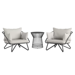 Yug Outdoor Patio Seating Set 2 Chairs and 1 Table Set (Grey)