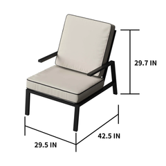 Archie Outdoor Patio Seating Set 2 Chairs 2 Ottoman and Table Set (Cream)