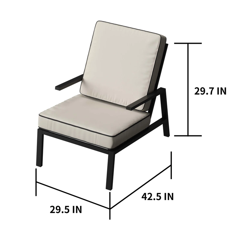 Archie Outdoor Patio Seating Set 2 Chairs 2 Ottoman and Table Set (Cream)