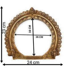 Bhunes Brass Round Prabhavali for Home Temple Decor – Traditional Deity Arch Frame, Wall Hanging Pooja Backdrop, Mandir Aura Arch, Gold, 9 Inch, 1 Piece