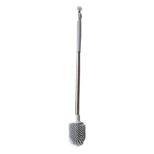 Silicone Toilet Brush Flex Toilet Brush No-Slip Long Handle Soft Silicone Bristle Clean Toilet Corner Easily for Western and Indian Toilet Bathroom Cleaning(Round)
