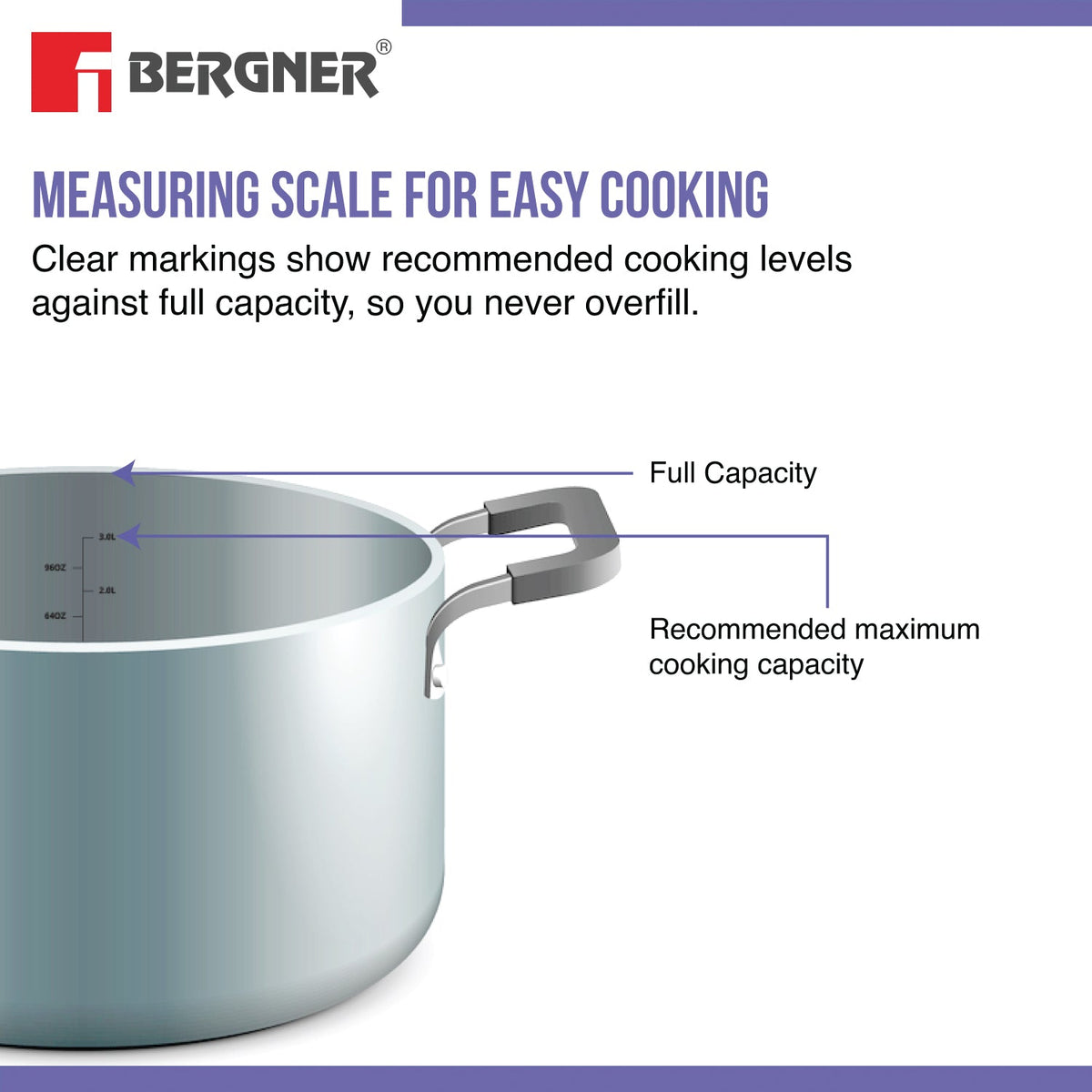 Bergner Hi-Tech 26cm (4.3L) TriPly Stainless Steel Non-Stick Serving Pan - Induction Bottom