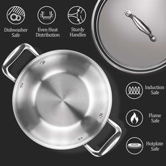 Triply Stainless Steel Kadhai with Lid (Milton Procook)