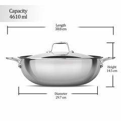 Triply Stainless Steel Kadhai with Lid (Milton Procook)