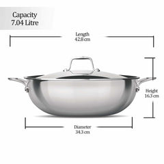 Triply Stainless Steel Kadhai with Lid (Milton Procook)