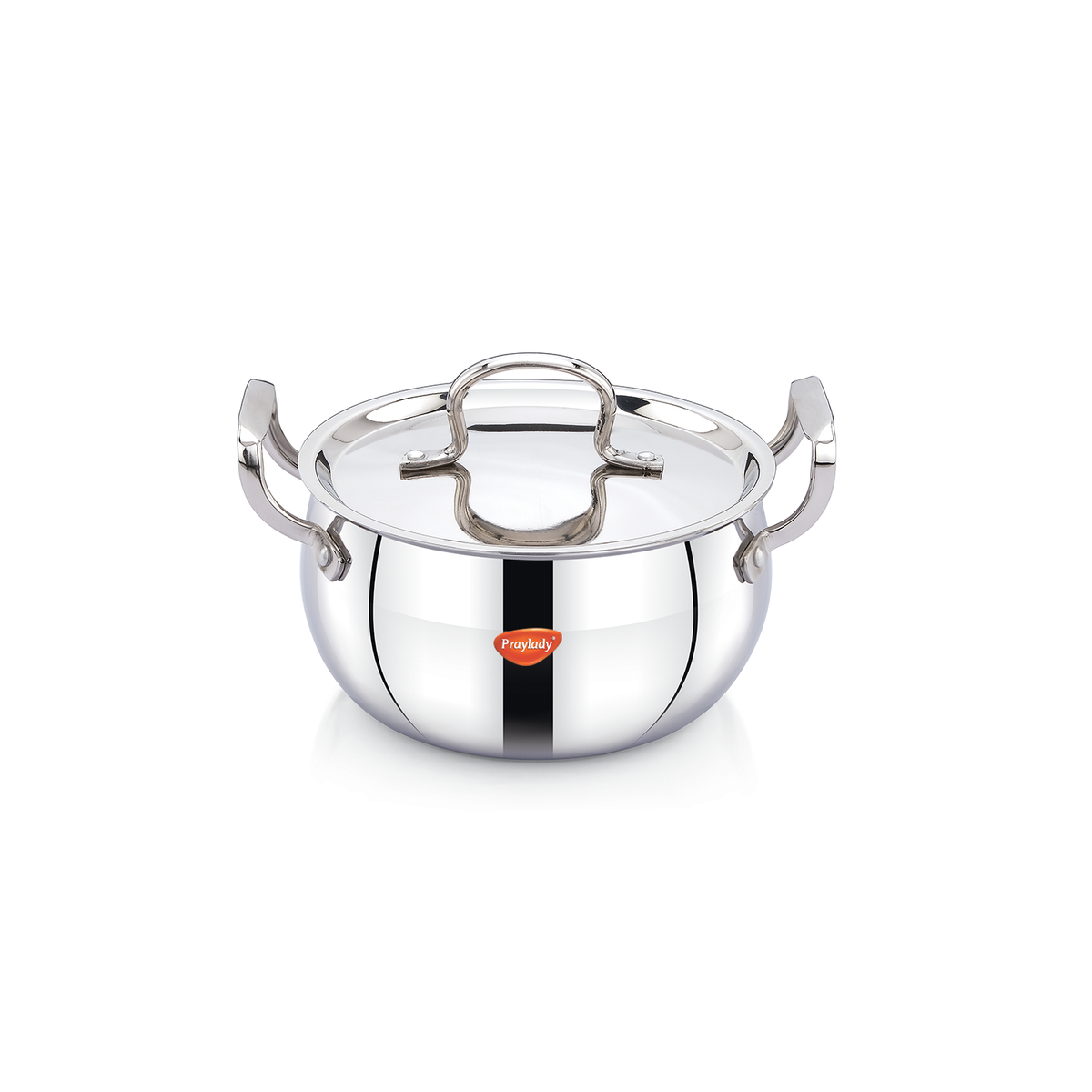 Praylady Triplus+ Pro Triply Belly Handi with Lid | Tri-Ply Stainless Steel Cook & Serve Casserole for Biryani, Rice & Curries | Induction & Gas Compatible | Even Heat Distribution | Sizes 16 cm, 18 cm, 20 cm
