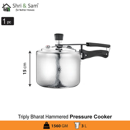 Stainless Steel Triply Bharat Hammered Pressure Cooker