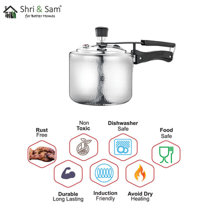 Stainless Steel Triply Bharat Hammered Pressure Cooker