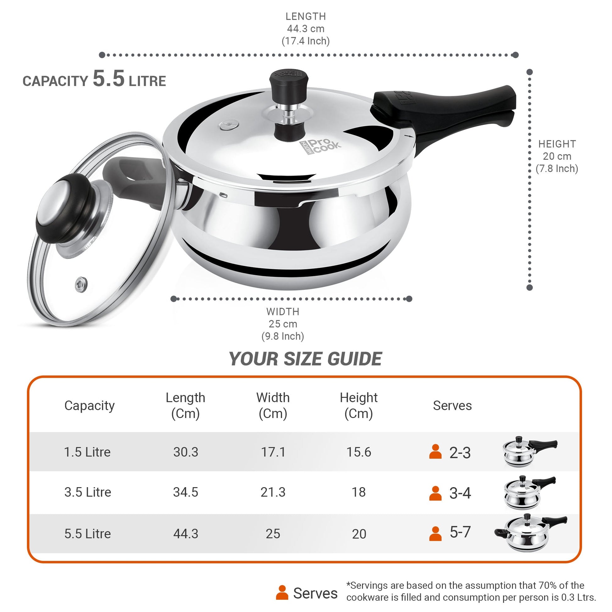 Pressure Cooker Outer Lid Curve Triply (Milton Procook)