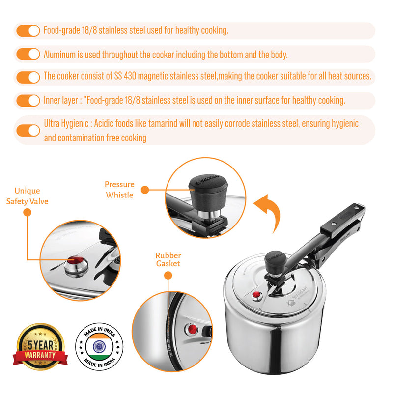 Stainless Steel Triply Bharat Pressure Cooker