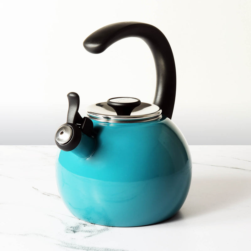 Circulon Enamel On Steel Whistling Tea Kettle 1.9 Liters, Turquoise
